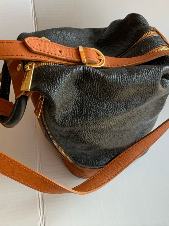 Valentina Brown and Black Leather 2N1 Backpack purse main image 10